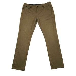 Fried Denim Mens Slim Fit Moto Chino Pants Brown Khaki 36x32‎ YJ2258